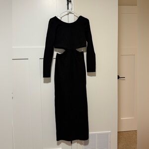 Lulu's Black Long Sleeve Cut-Out Dress